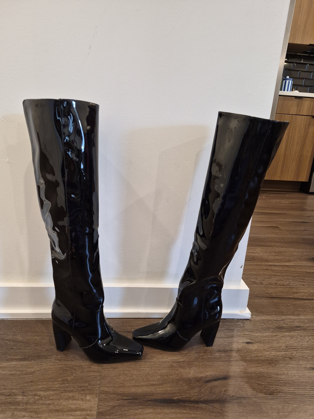 Women’s Black Patent Knee-High Boots Size 6